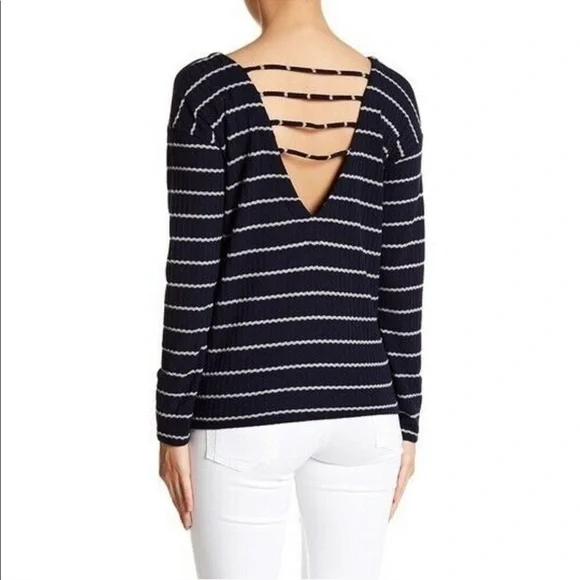 Chaser navy striped viscose strappy back top - Picture 5 of 11